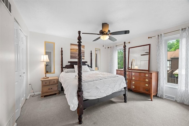 206 Little Hollow Dr, Aleppo, PA 15143 - bedroom with multiple windows, light carpet, a closet, and ceiling fan