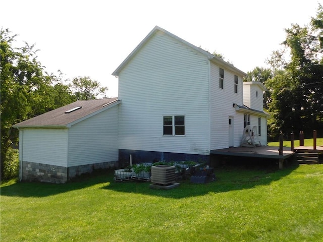 577 Woodside Old Frame Rd, Smithfield, PA 15478 - rear view of property with a wooden deck and a lawn