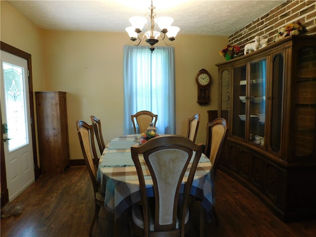 577 Woodside Old Frame Rd, Smithfield, PA 15478 - dining space featuring a chandelier and dark wood-type flooring