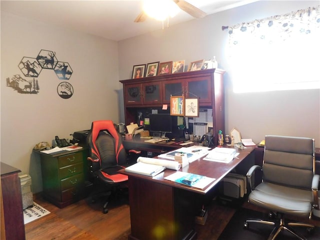 577 Woodside Old Frame Rd, Smithfield, PA 15478 - home office with wood finished floors and ceiling fan