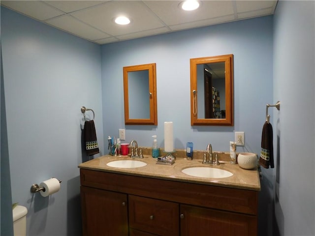 577 Woodside Old Frame Rd, Smithfield, PA 15478 - bathroom featuring double vanity and a paneled ceiling