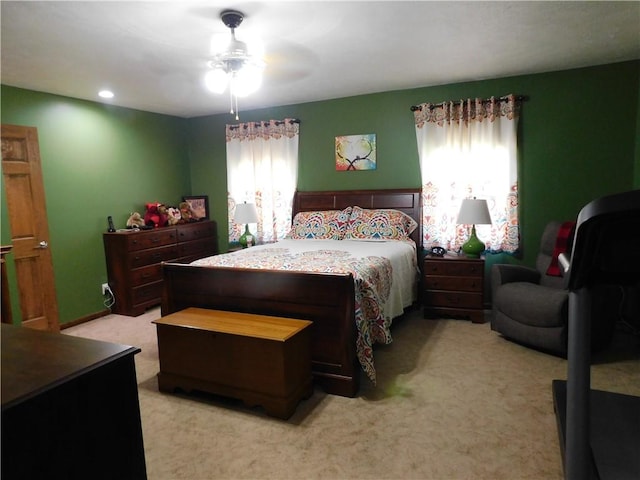577 Woodside Old Frame Rd, Smithfield, PA 15478 - bedroom with light carpet, a ceiling fan, and recessed lighting
