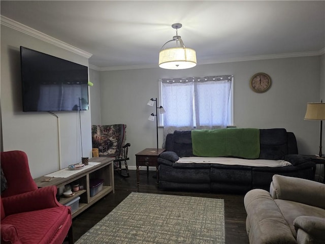 3107 Churchview Ave, Baldwin Boro, PA 15227 - living room featuring crown molding and dark wood-style floors