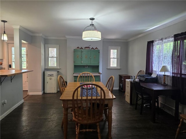 3107 Churchview Ave, Baldwin Boro, PA 15227 - dining room with dark wood-type flooring and ornamental molding