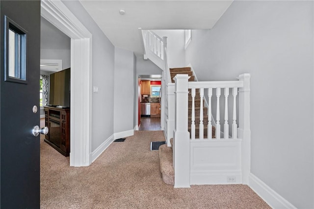 616 W College St, Canonsburg, PA 15317 - corridor with carpet flooring and stairs