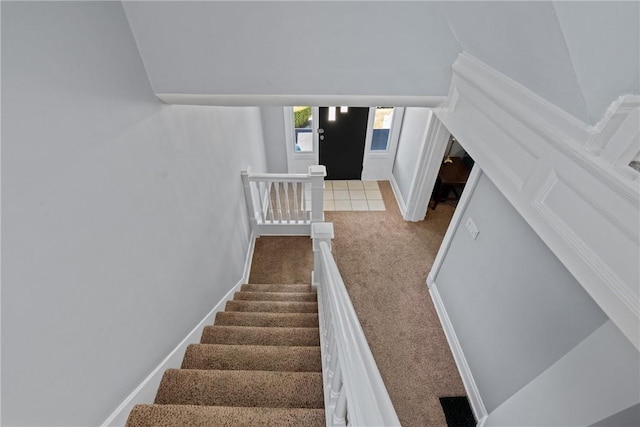 616 W College St, Canonsburg, PA 15317 - staircase with carpet floors and baseboards