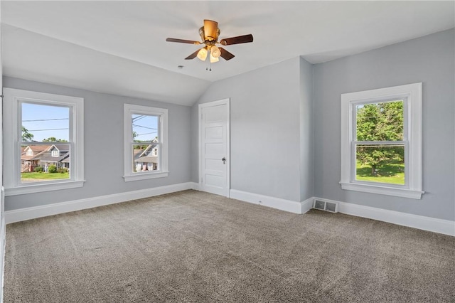 616 W College St, Canonsburg, PA 15317 - empty room featuring carpet floors, a ceiling fan, and lofted ceiling