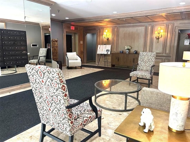 5715 Beacon St Unit 511, Squirrel Hill, PA 15217 - common area featuring ornamental molding and recessed lighting