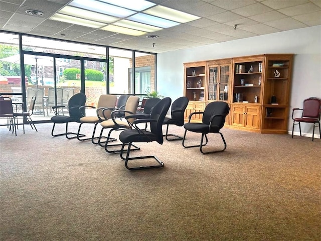 5715 Beacon St Unit 511, Squirrel Hill, PA 15217 - carpeted living area featuring a drop ceiling