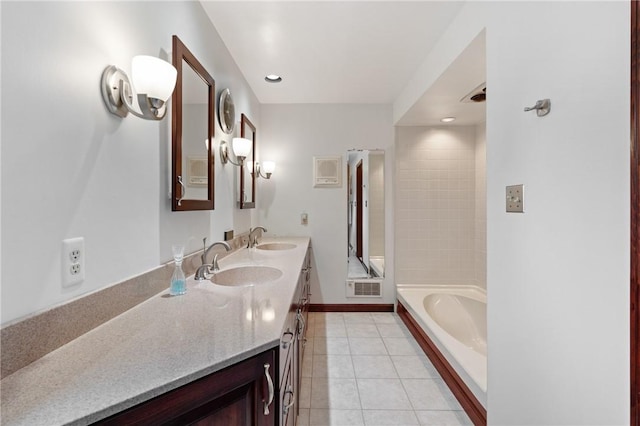585 Taylor Dr, North Strabane, PA 15317 - bathroom with double vanity, tile patterned floors, and a bathtub