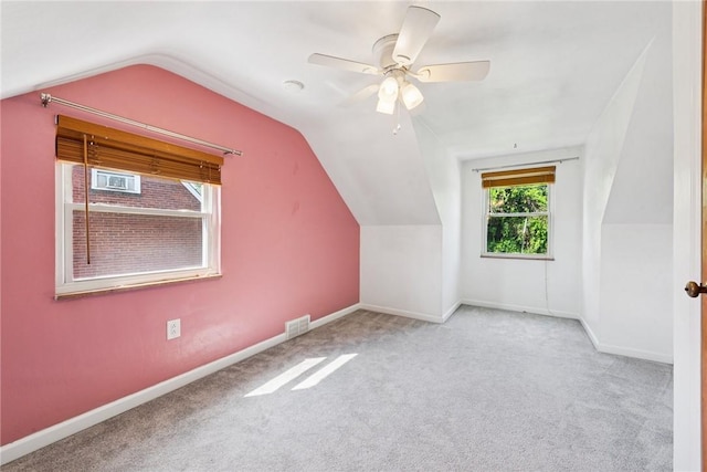 4057 Eliza St, West Mifflin, PA 15122 - bonus room with vaulted ceiling, carpet flooring, and ceiling fan