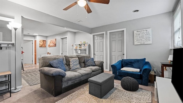 117 Carroll St, Aliquippa, PA 15001 - living room featuring a ceiling fan and carpet flooring