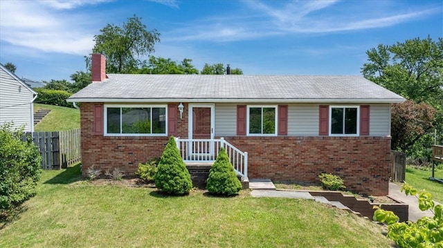 118 Farmcrest Dr, North Fayette, PA 15071 - ranch-style house with brick siding and a chimney