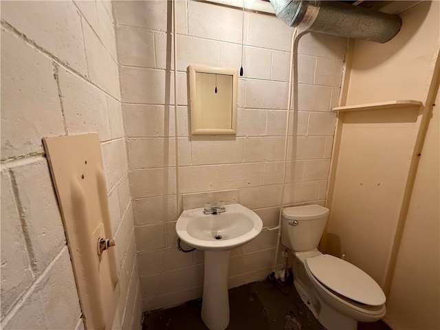 141 Carmichaels St, Dry Tav/Rices Landing, PA 15357 - half bath featuring toilet and concrete block wall