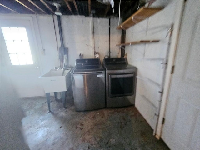 4235 Willow Ave, Castle Shannon, PA 15234 - below grade area with separate washer and dryer and a sink