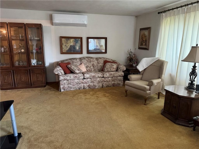 1306 Spring St, Derry Twp, PA 15650 - living room featuring a wall mounted air conditioner and light colored carpet