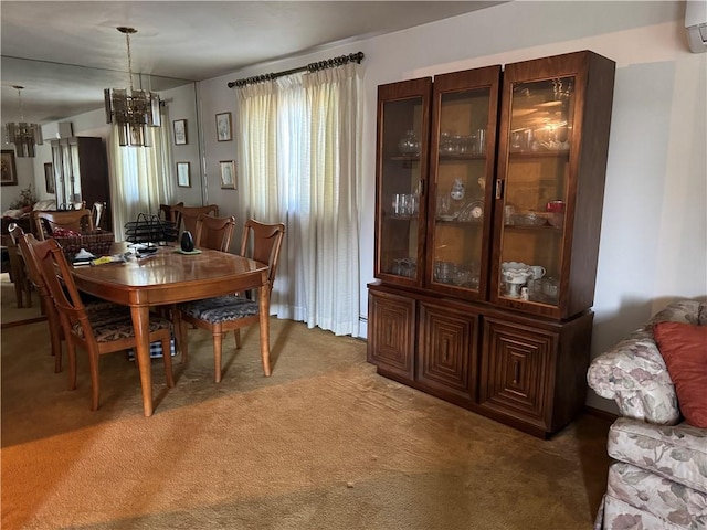 1306 Spring St, Derry Twp, PA 15650 - dining room featuring a chandelier, light colored carpet, and a wall mounted air conditioner
