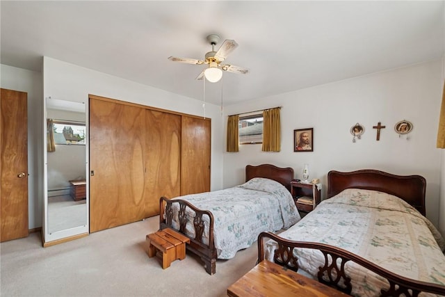340 Weldon St, Latrobe, PA 15650 - bedroom featuring light colored carpet, a closet, and a ceiling fan