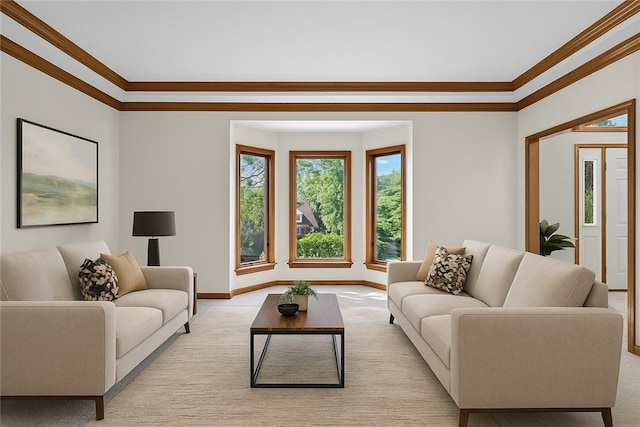 408 Bryn Ct, Ross Twp, PA 15237 - living room with ornamental molding and light carpet