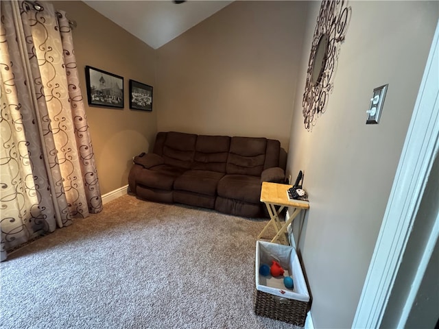 169 Orchard Dr, Brighton Twp, PA 15009 - carpeted living room with lofted ceiling and baseboards
