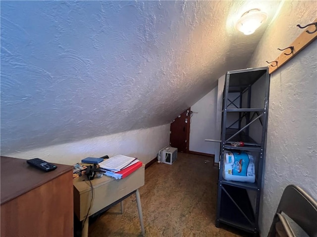 1104 Jefferson St, Mckeesport, PA 15132 - unfurnished office with a textured wall, a textured ceiling, and lofted ceiling