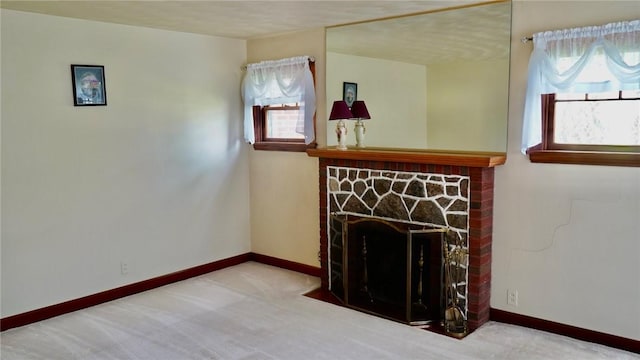 539 Milliken Ave, Sharpsville, PA 16150 - unfurnished living room with a fireplace with flush hearth and carpet floors