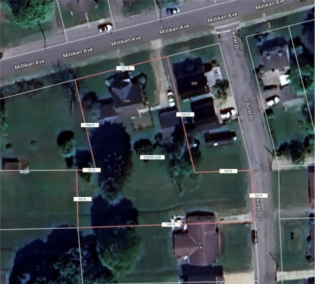 539 Milliken Ave, Sharpsville, PA 16150 - aerial overview of property's location with property parcel outlined