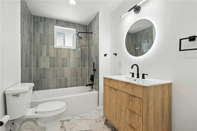 1233 High St, Spring Garden, PA 15212 - full bath featuring vanity, marble look tiles, and bathtub / shower combination
