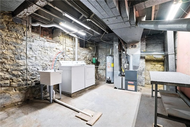 1233 High St, Spring Garden, PA 15212 - unfinished below grade area featuring washer and clothes dryer, gas water heater, and heating unit