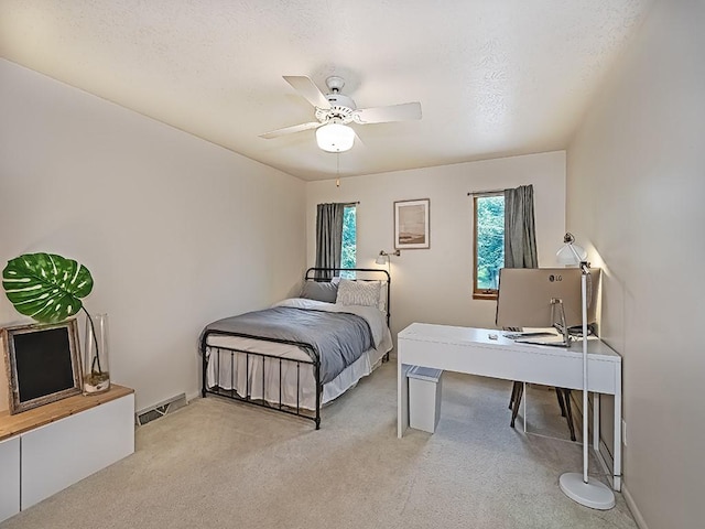554 Rolling Green Dr, Bethel Park, PA 15102 - bedroom with carpet floors, a ceiling fan, a desk, and a textured ceiling