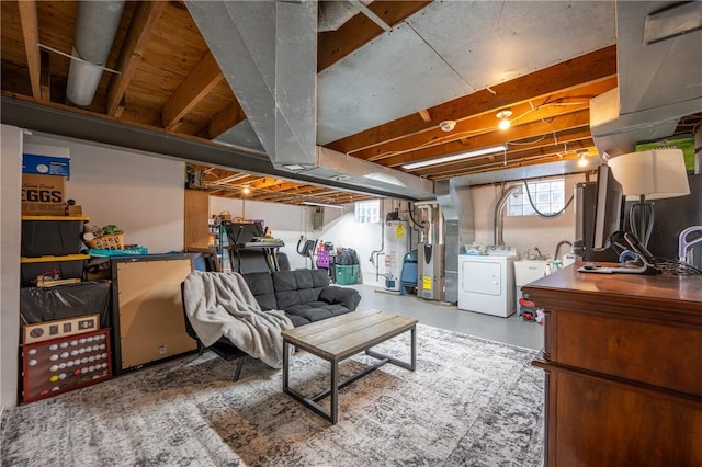 205 Eleanor Dr, Latrobe, PA 15650 - basement with gas water heater and independent washer and dryer
