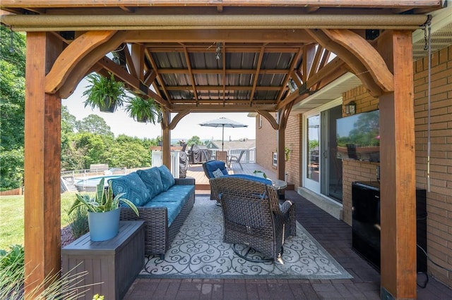 205 Eleanor Dr, Latrobe, PA 15650 - view of patio / terrace with an outdoor hangout area, a gazebo, and a deck