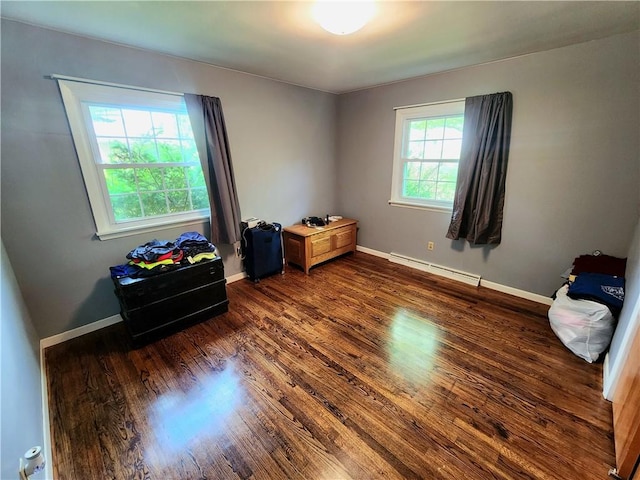 1426 S Darby Rd, Hermitage, PA 16148 - bedroom featuring a baseboard radiator and dark wood finished floors