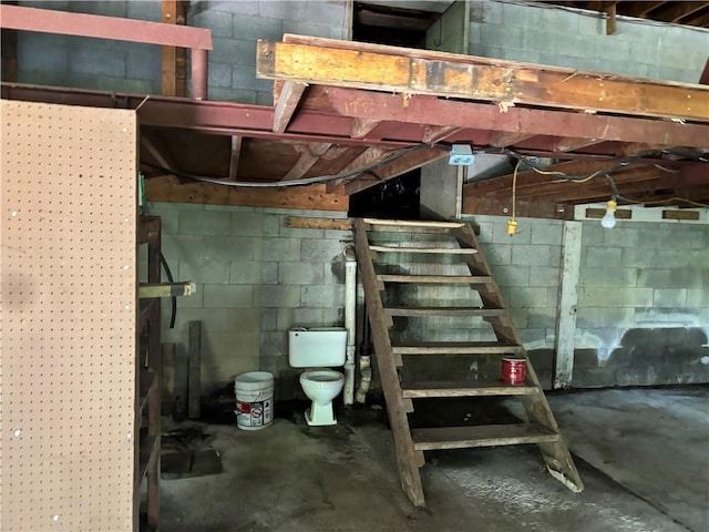 65 Old Mine Rd, Center Twp/Homer Cty, PA 15748 - unfinished basement with stairway