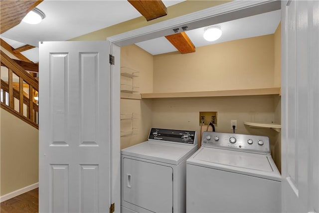 2161/2 Robin Hood Dr, Irwin, PA 15642 - washroom featuring separate washer and dryer and wood finished floors