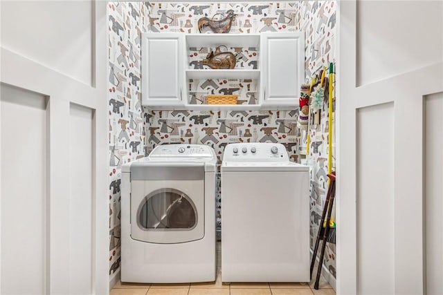 6092 Triple Crown Cir, Hempfield Twp, PA 15601 - washroom featuring cabinet space, independent washer and dryer, and light tile patterned floors