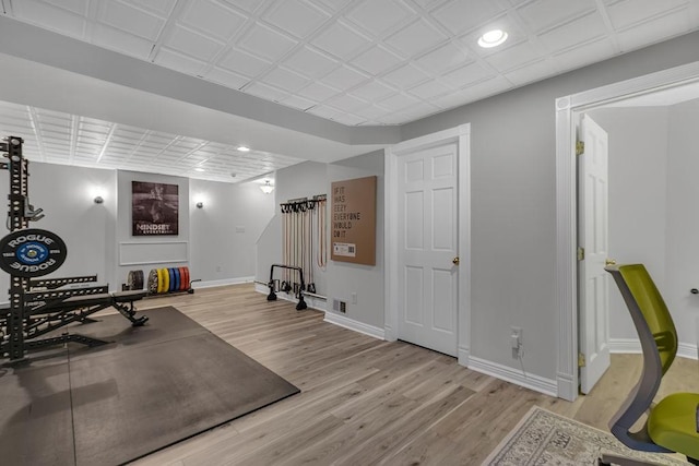 642 Water View Dr, Cranberry Twp, PA 16066 - exercise room featuring wood finished floors and recessed lighting