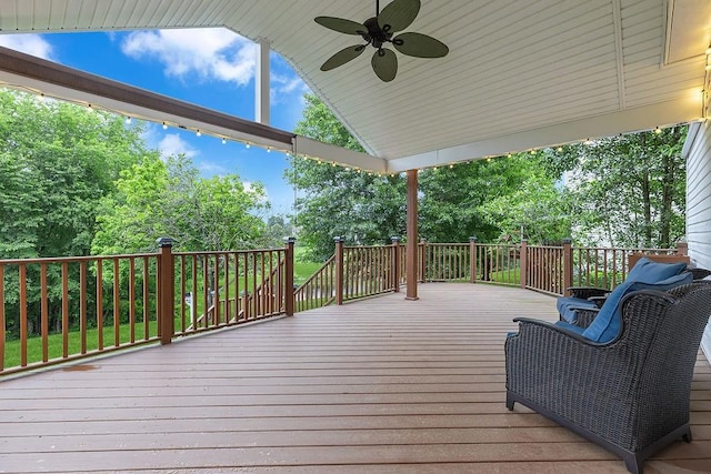 642 Water View Dr, Cranberry Twp, PA 16066 - wooden deck featuring ceiling fan