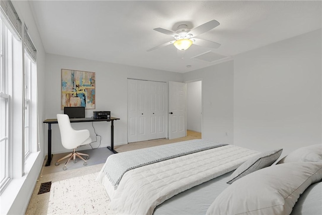 642 Water View Dr, Cranberry Twp, PA 16066 - bedroom with a closet and a ceiling fan