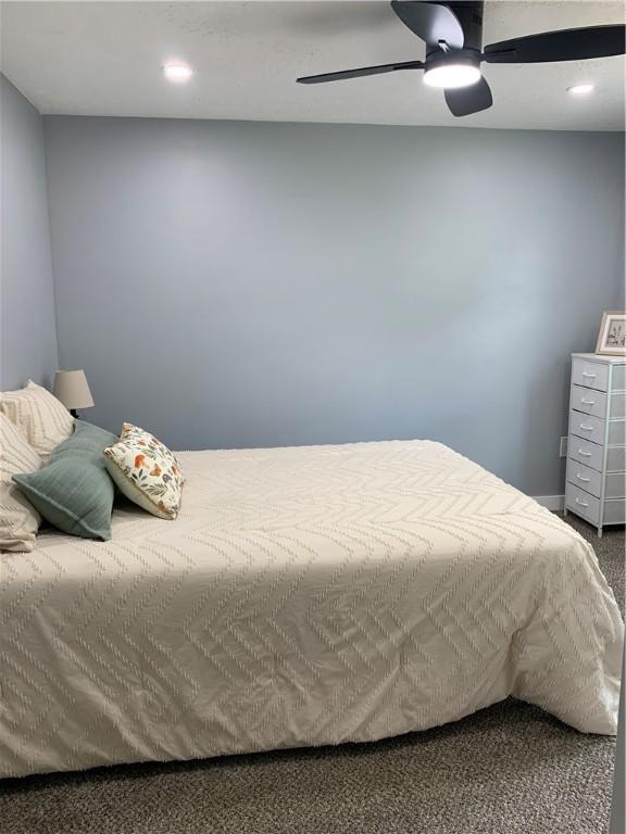 226 Main Street Ext, Callery Boro, PA 16024 - carpeted bedroom featuring a ceiling fan and recessed lighting