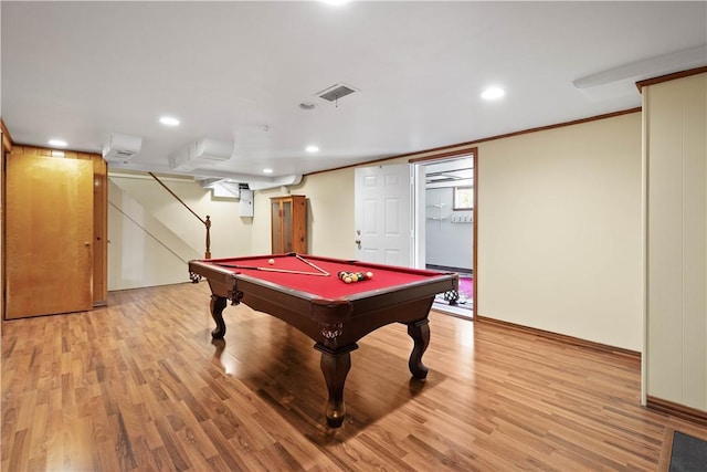 2590 Wildwood Rd, Hampton, PA 15101 - game room with light wood-style floors, pool table, recessed lighting, and crown molding