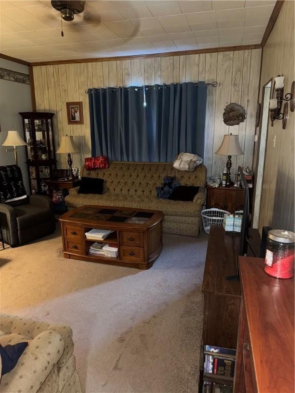 33 Spruce St, Natrona, PA 15065 - carpeted living area with ornamental molding and wood walls
