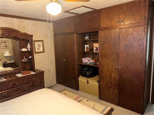 33 Spruce St, Natrona, PA 15065 - bedroom featuring wooden walls and a ceiling fan