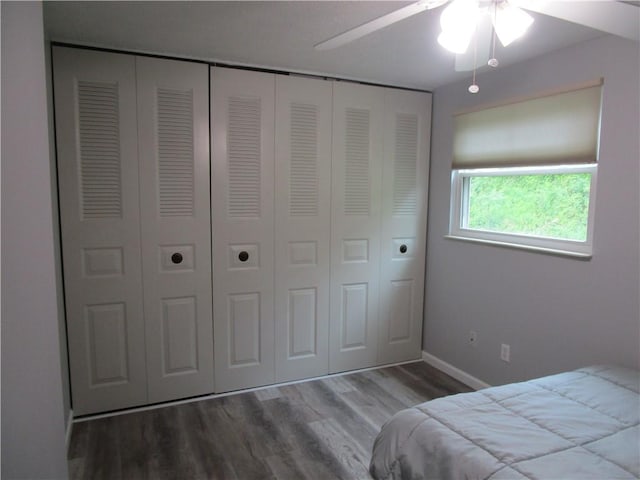 43 Shadow, Whitehall, PA 15227 - bedroom with wood finished floors, a closet, and a ceiling fan