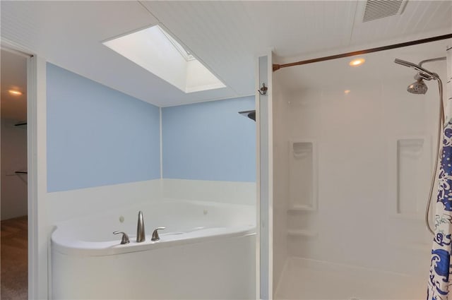 516 5th St, Darlngtn Twp, PA 16115 - full bathroom with a skylight, curtained shower, and a bath