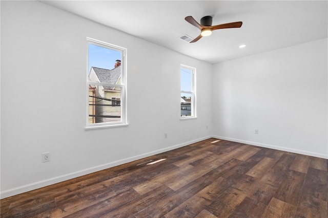 211 Taylor St, Bloomfield, PA 15224 - empty room featuring dark wood finished floors, a ceiling fan, and recessed lighting