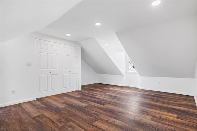 211 Taylor St, Bloomfield, PA 15224 - additional living space with vaulted ceiling, wood finished floors, and recessed lighting