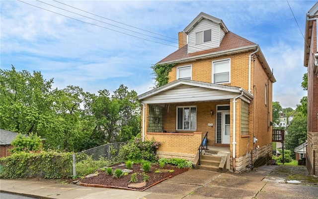 4123 Stanley St, Greenfield, PA 15207 - american foursquare style home featuring brick siding and covered porch