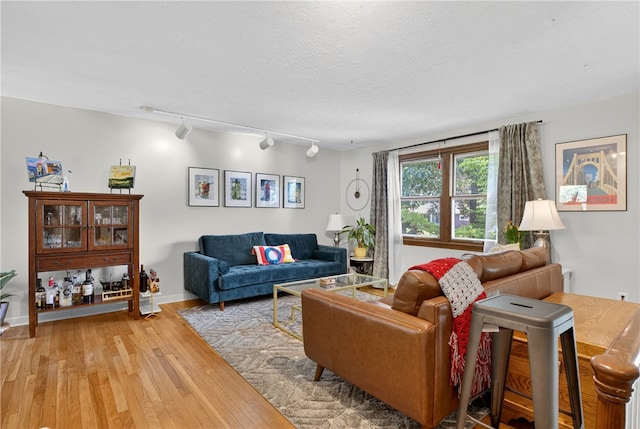 1171 La Salle Rd, Monroeville, PA 15146 - living area with light wood-style floors, rail lighting, and a textured ceiling