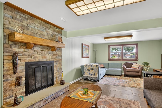 1171 La Salle Rd, Monroeville, PA 15146 - living room with a stone fireplace and baseboards
